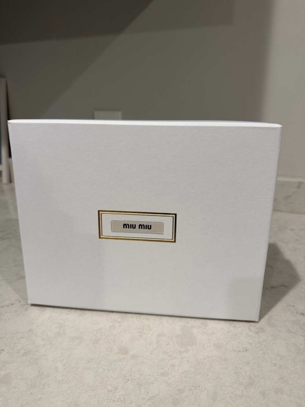 Miu Miu White Box with Gold Trim Logo